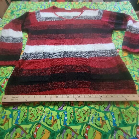 Bobbie Brooks Womens Plus Sweater Size 3X Colorblock V-Neck Pockets Multicolor - Picture 7 of 10